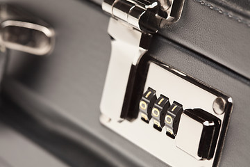 Image showing Close Up Shot of Black Briefcase Latch and Lock