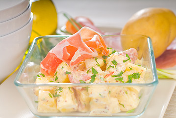 Image showing parma ham and potato salad