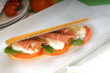 Image showing panini caprese and parma ham