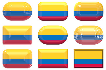 Image showing nine glass buttons of the Flag of Colombia