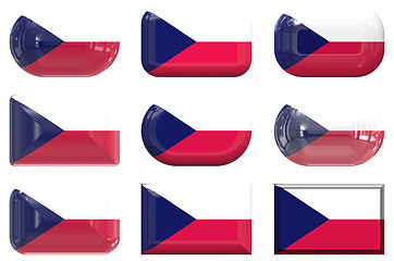 Image showing nine glass buttons of the Flag of Czech Repulic