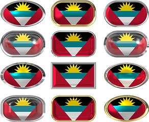 Image showing twelve buttons of the Flag of antigua barbuda