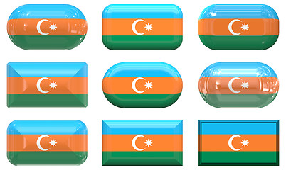 Image showing nine glass buttons of the Flag of aZerbaijan