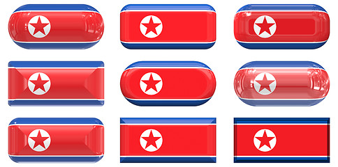 Image showing nine glass buttons of the Flag of North Korea