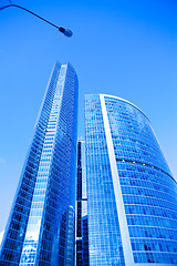 Image showing blue skyscrapers