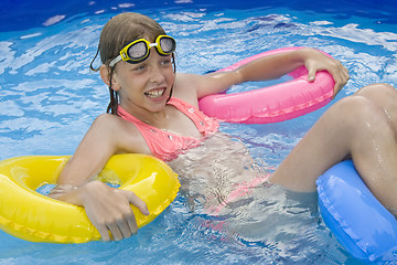 Image showing Children in paddling pool