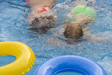 Image showing Children in paddling pool