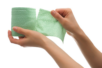 Image showing Green toilet paper