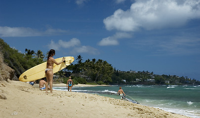 Image showing Surfer girl