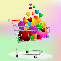 Image showing Color hearts in the cart