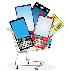 Image showing Collection of mobile phones