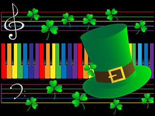 Image showing Piano keys and green hat