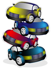 Image showing Piramide made of cars