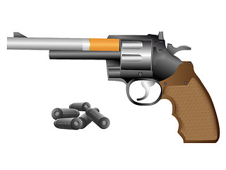 Image showing Revolver and cigarette