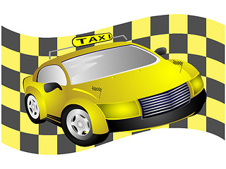 Image showing Taxi and flag