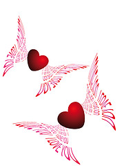 Image showing Two flying hearts