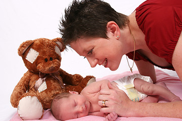 Image showing Baby being watch by loving mother