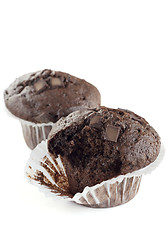 Image showing Two Double Chocolate Muffins