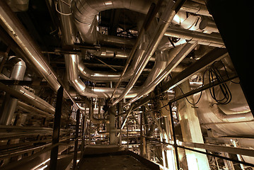 Image showing  different size and shaped pipes at a power plant