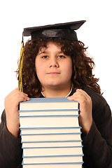 Image showing boy and many books 