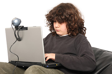 Image showing boy using laptop