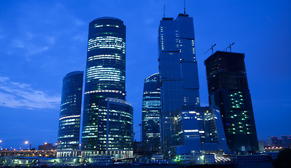 Image showing evening skyscrapers