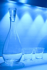 Image showing glass carafe and two glasses