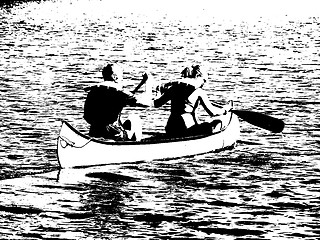 Image showing Paddle a canoe