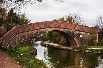 Image showing red brick canal bridge