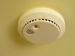 Image showing Ceiling mounted home smoke detector