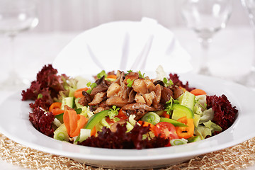 Image showing Vegetable salad with oyster mushroom