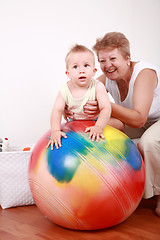 Image showing Playing with gymnastic ball