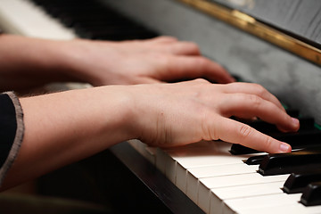 Image showing Hands playing piano