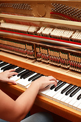 Image showing Hands playing piano