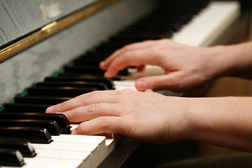 Image showing Hands playing piano