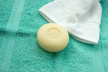 Image showing soap and towel