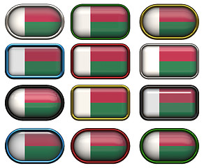 Image showing 12 buttons of the Flag of Madagascar