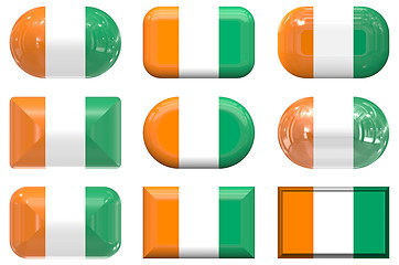 Image showing nine glass buttons of the Flag of Cote d'Ivoire