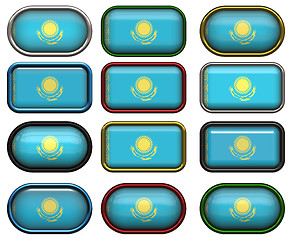 Image showing 12 buttons of the Flag of Kazakhstan