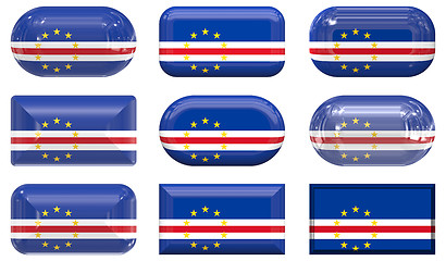 Image showing nine glass buttons of the Flag of Cape Verde