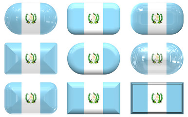 Image showing nine glass buttons of the Flag of Guatemala