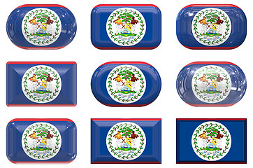 Image showing nine glass buttons of the Flag of Belize