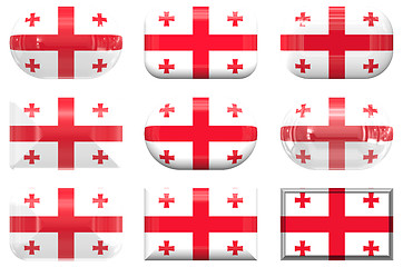 Image showing nine glass buttons of the Flag of Georgia