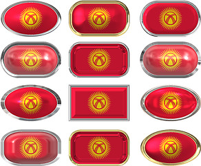 Image showing 12 buttons of the Flag of kyrgyzstan