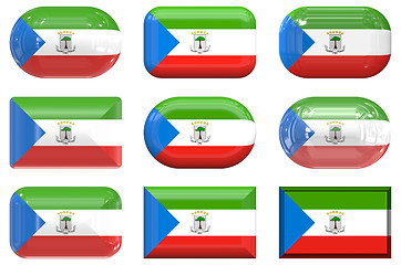 Image showing nine glass buttons of the Flag of Equatorial Guinea