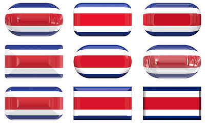 Image showing nine glass buttons of the Flag of Costa Rica