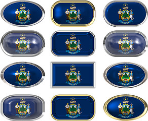 Image showing 12 buttons of the Flag of Maine