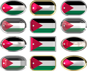 Image showing 12 buttons of the Flag of Jordan