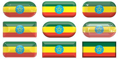 Image showing nine glass buttons of the Flag of Ethopia