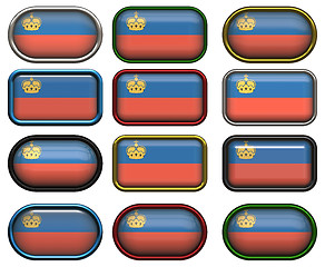 Image showing 12 buttons of the Flag of liechtenstein